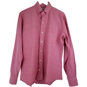 Ledbury Men's Linen Blend Button Down Shirt Size 16 in Pink